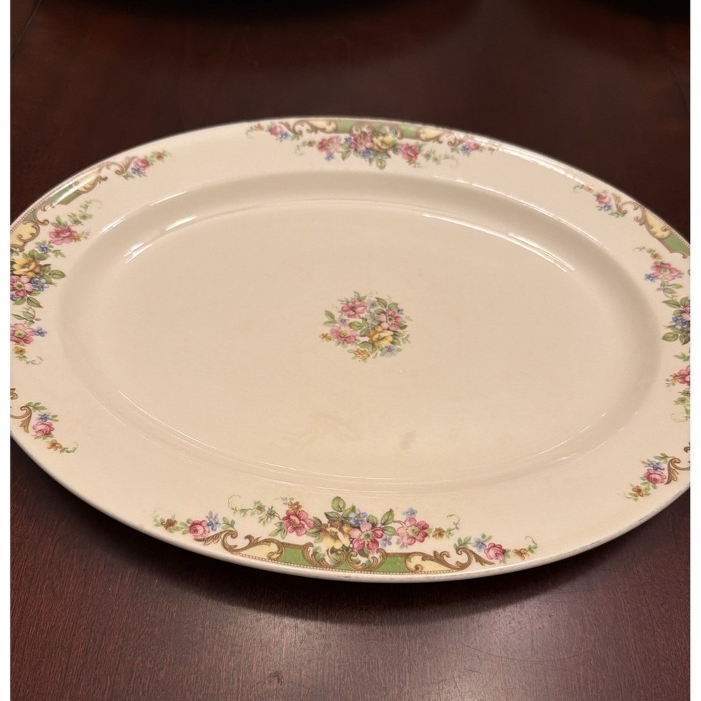 Vintage Oval Serving Platter Edwin M. Knowles China Co Semi Vitreous USA 11 1/2"